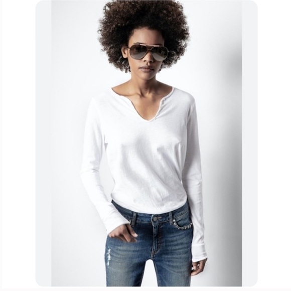 Zadig and Voltaire Tunisien Embellished Skull Long Sleeve Top - Picture 1 of 9